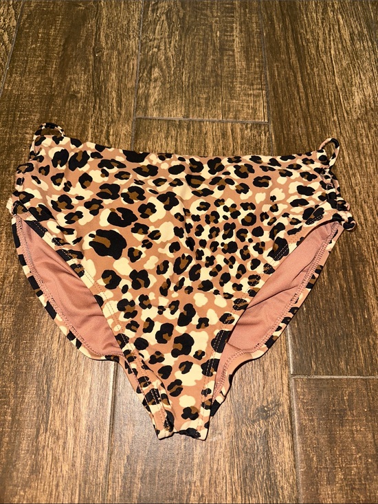 Other - Leopard Print High-Waist Bikini Bottoms - Tan, Black, Cream